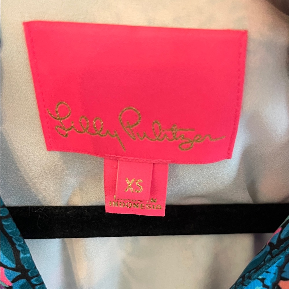 Lilly Pulitzer Black Mini Dress with Pink & Teal Floral Print - Picture 2 of 7